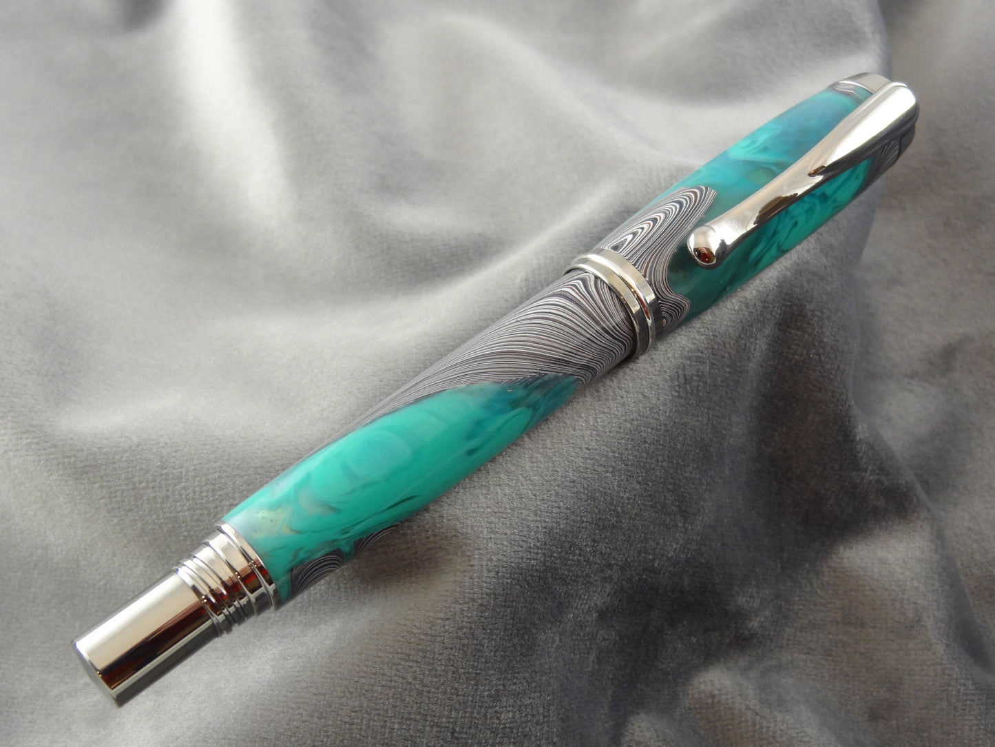 Fordite and Malachite Rollerball Ink Pen