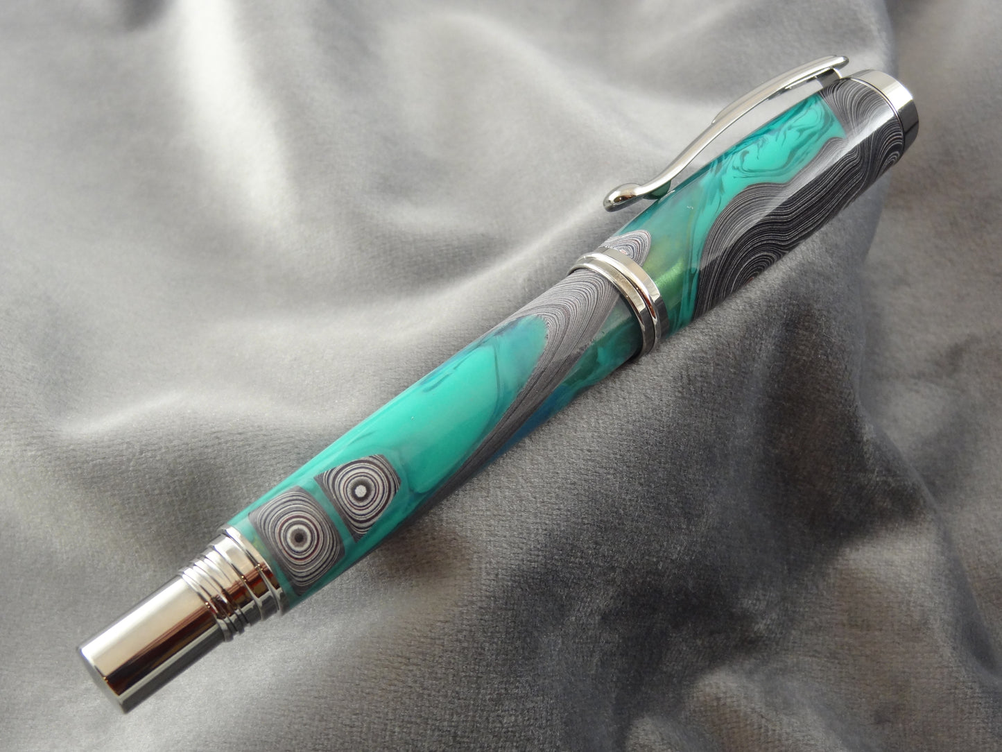 Fordite and Malachite Rollerball Ink Pen