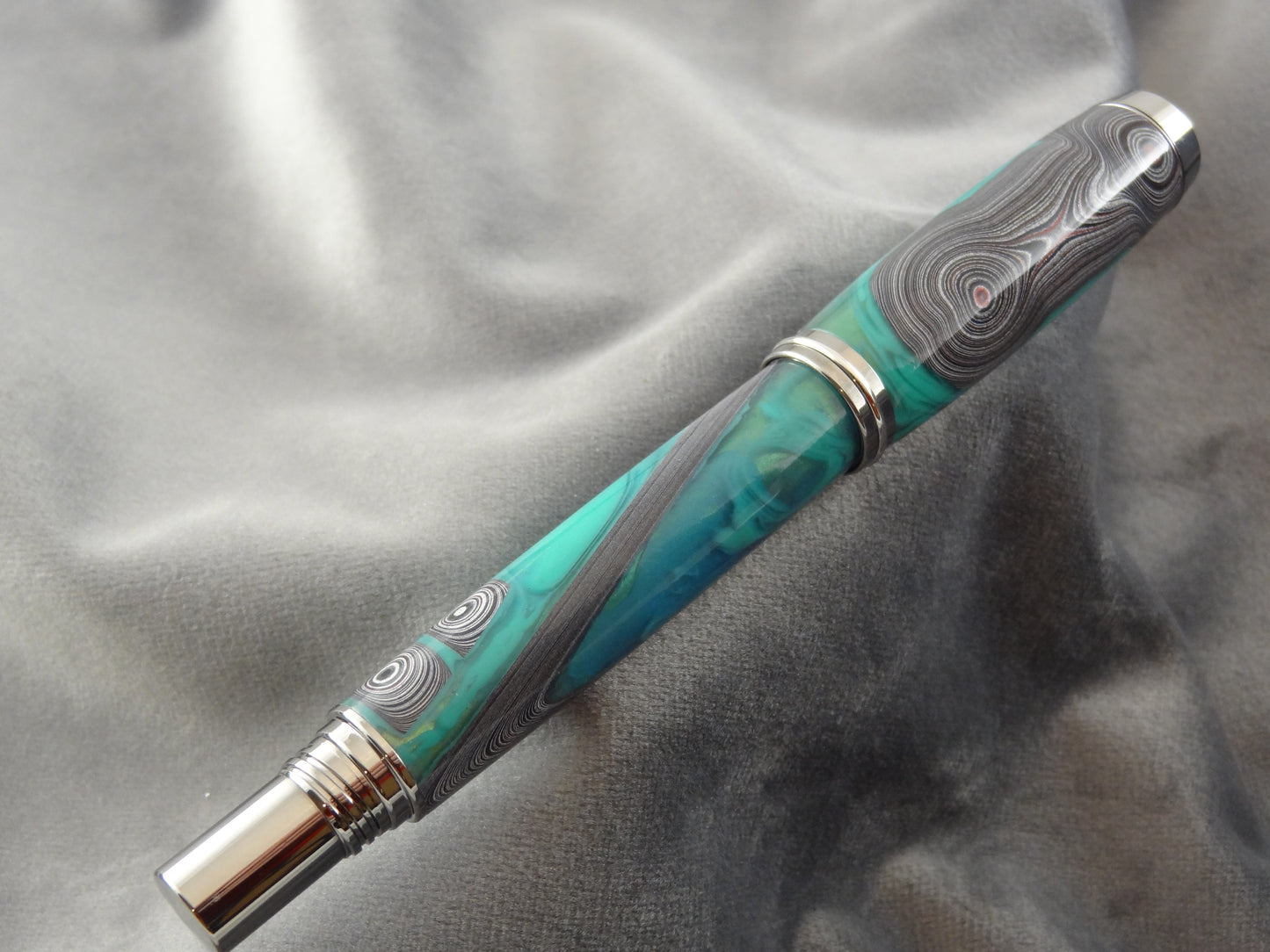 Fordite and Malachite Rollerball Ink Pen