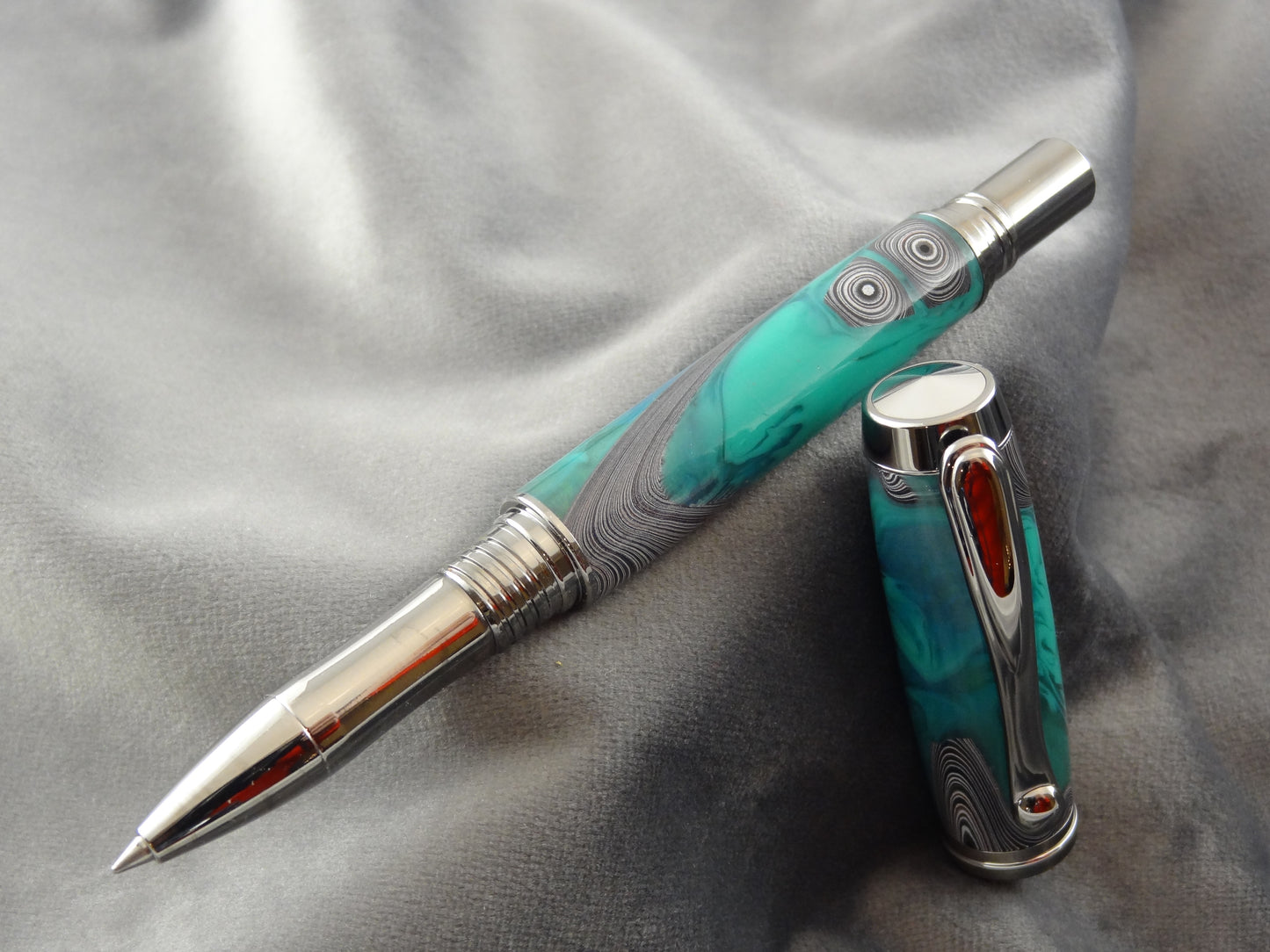 Fordite and Malachite Rollerball Ink Pen