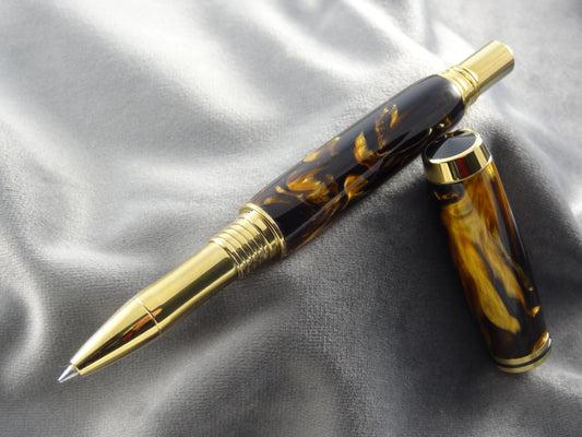 Dark Tortoise Shell Acrylic Rollerball Pen