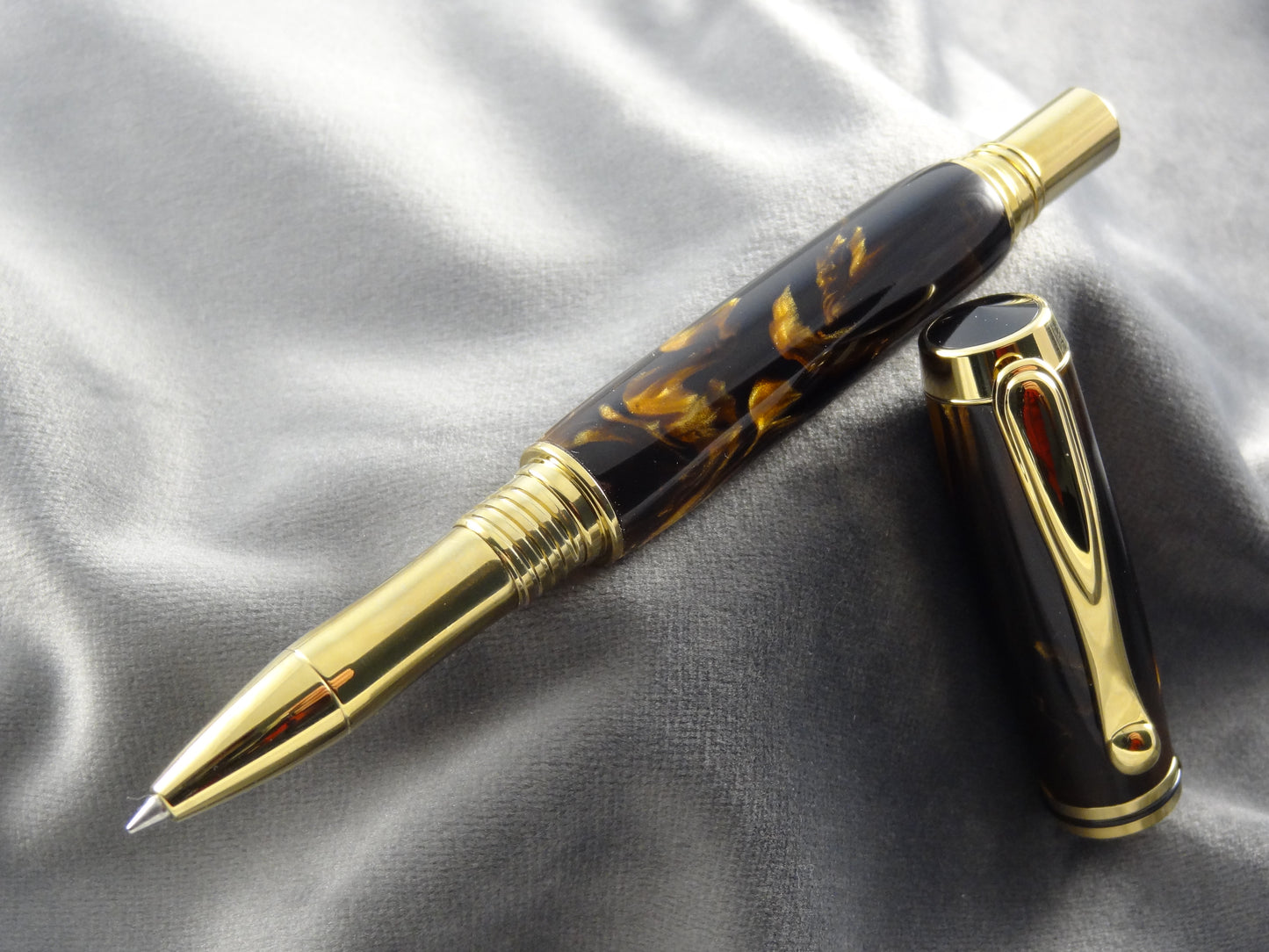 Dark Tortoise Shell Acrylic Rollerball Pen