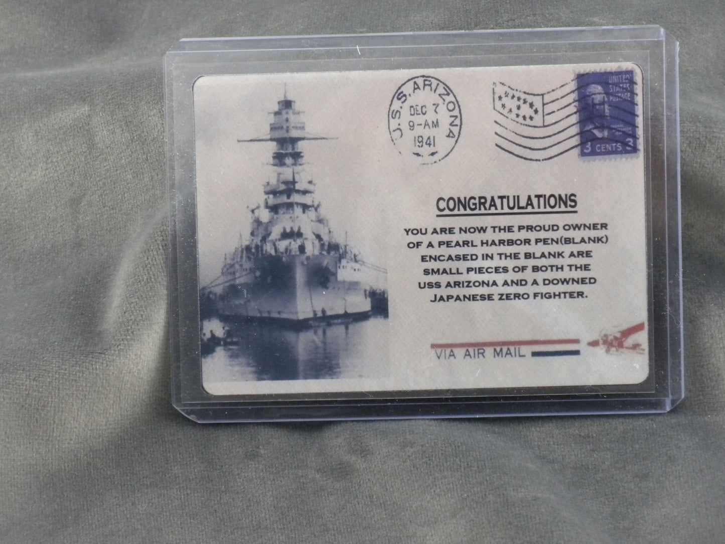 USS Arizona Rollerball Pen with Certificate of Authenticity