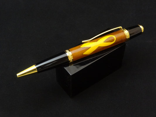 Yellow Ribbon on Walnut Ink Pen