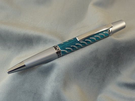 Aluminum Filled Blue Wood Ink Pen