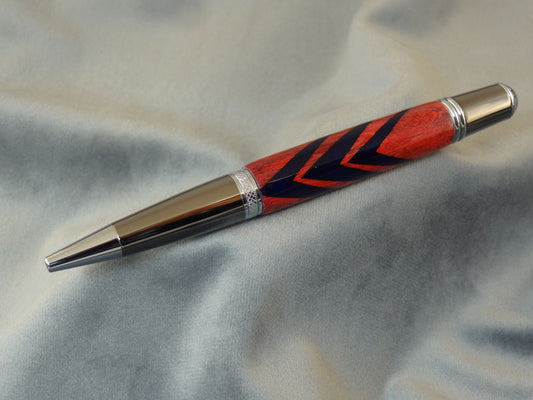 Deep Blue Chevrons in Redwood Ink Pen