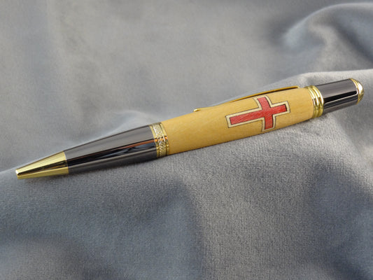 Bethlehem Olivewood with Red Cross Ink Pen