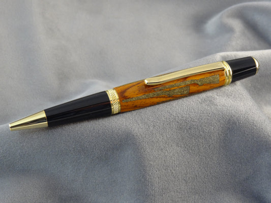 Cocobolo Wood with Brass Filled Rifles Ink Pen