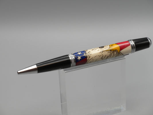 American Eagle and Flag Inlay Ink Pen