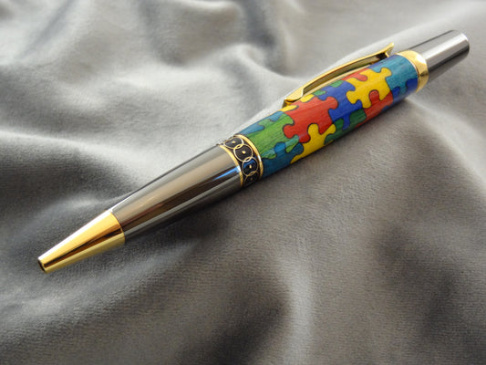 Puzzle Pieces Multi Color Inlay Ink Pen