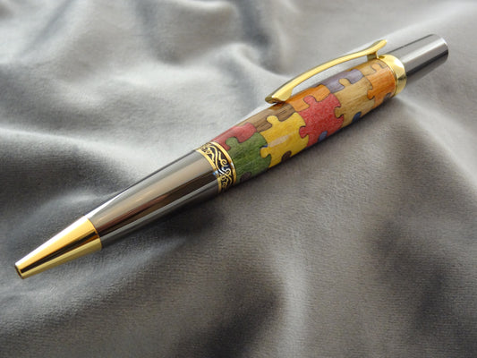 Puzzle Pieces Multicolor Inlay Ink Pen