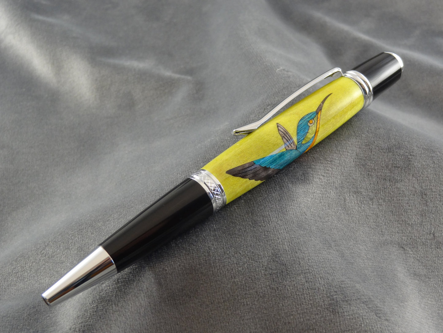 Hummingbird Wood Inlay Ink Pen