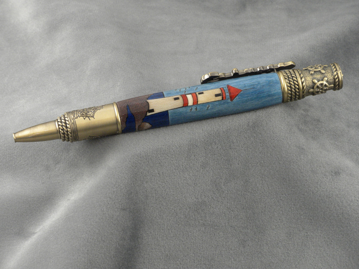 Lighthouse Nautical Twist Inlay Rollerball Ink Pen