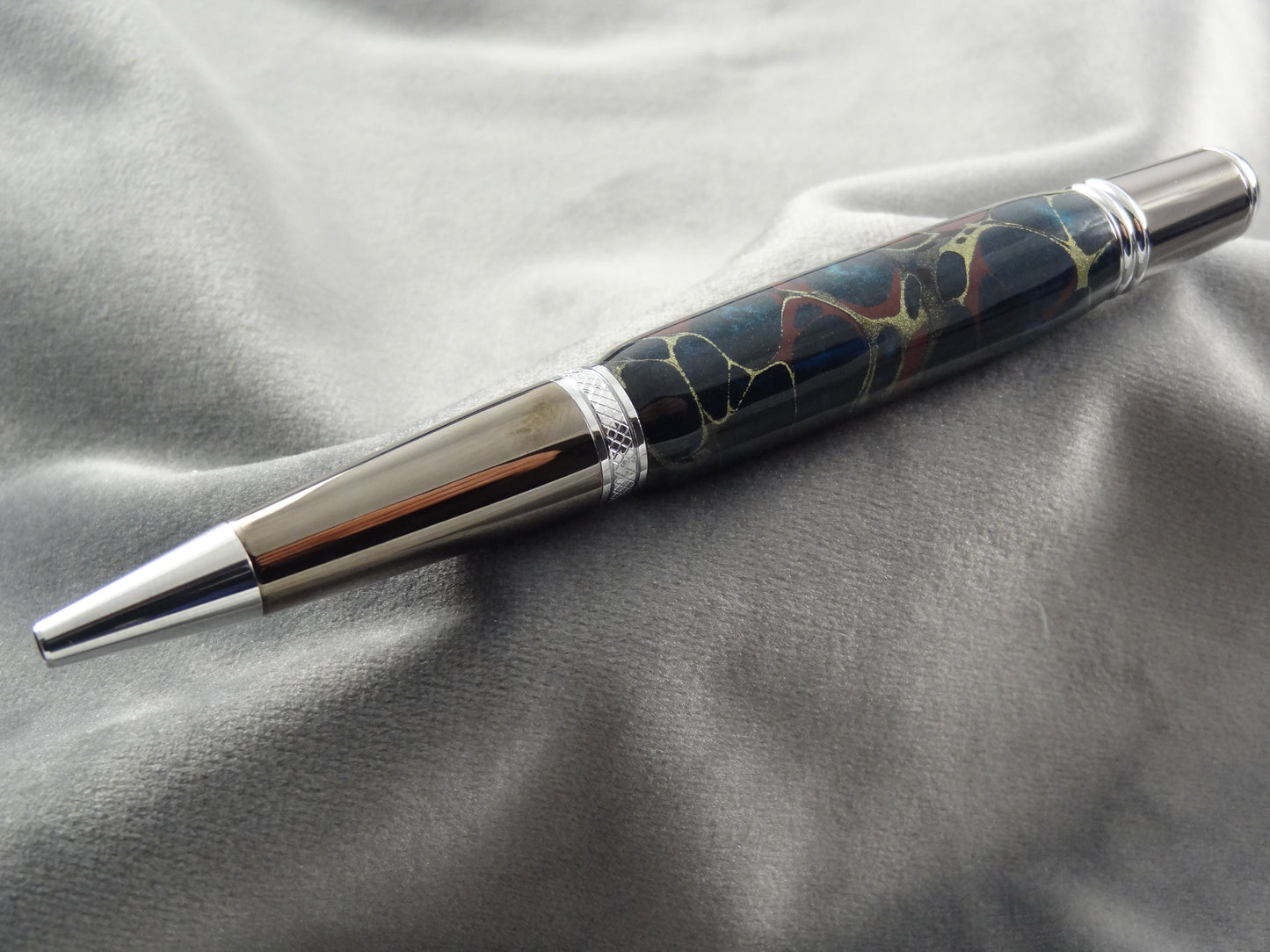 Marbled Paper Acrylic Ink Pen Blue Gold