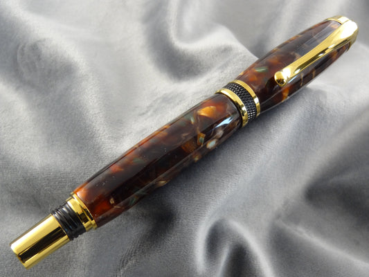 Classic Brown Diamond Knurl Rollerball Pen