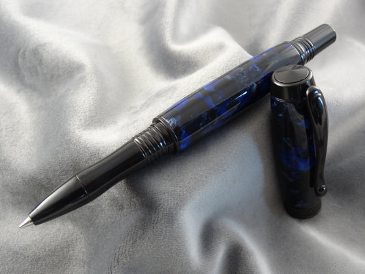 Cerulean Blue Diamond Knurl Rollerball Pen