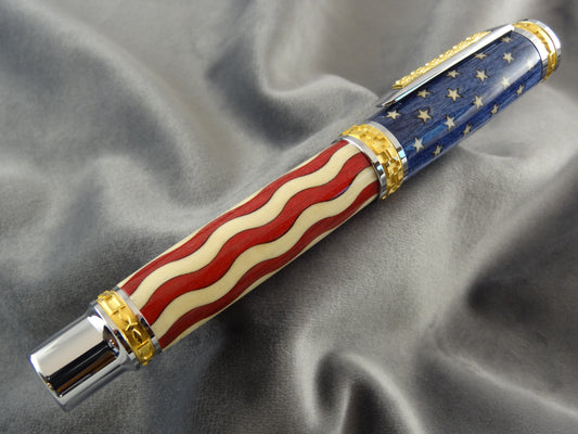 Stars & Stripes Inlay Rollerball Pen