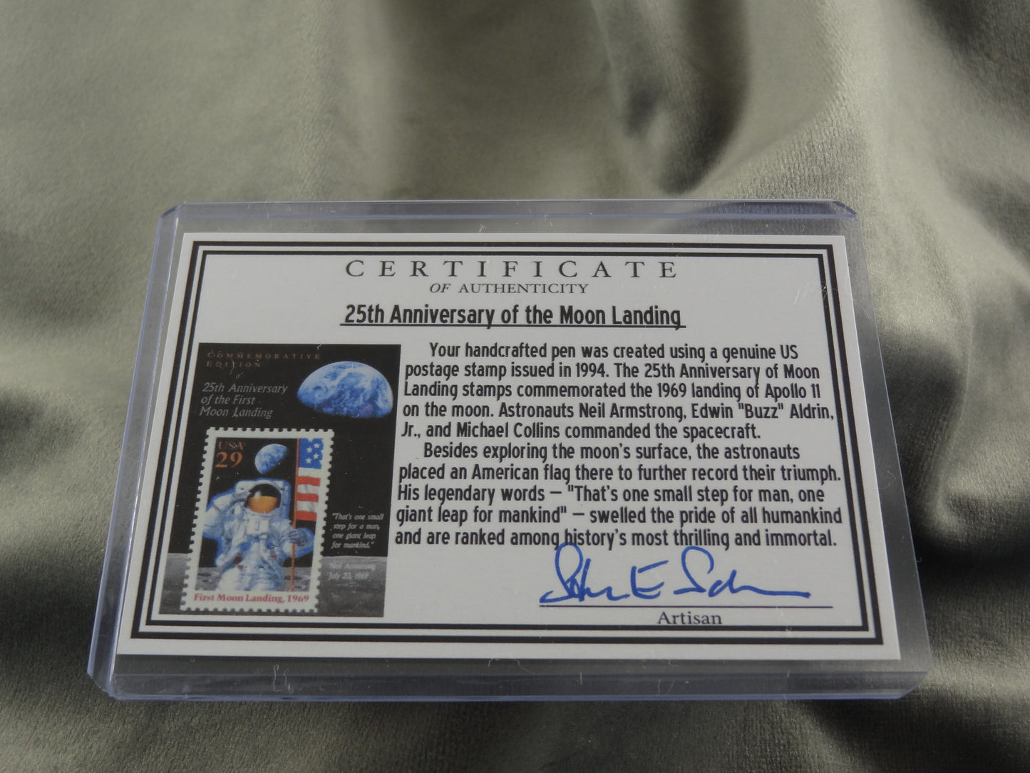 Moon Landing Postage Stamp Pen with COA