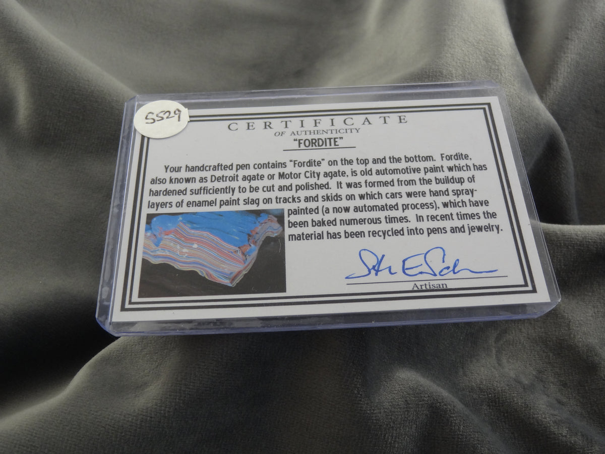Ford Logo with Fordite Ink Pen with COA