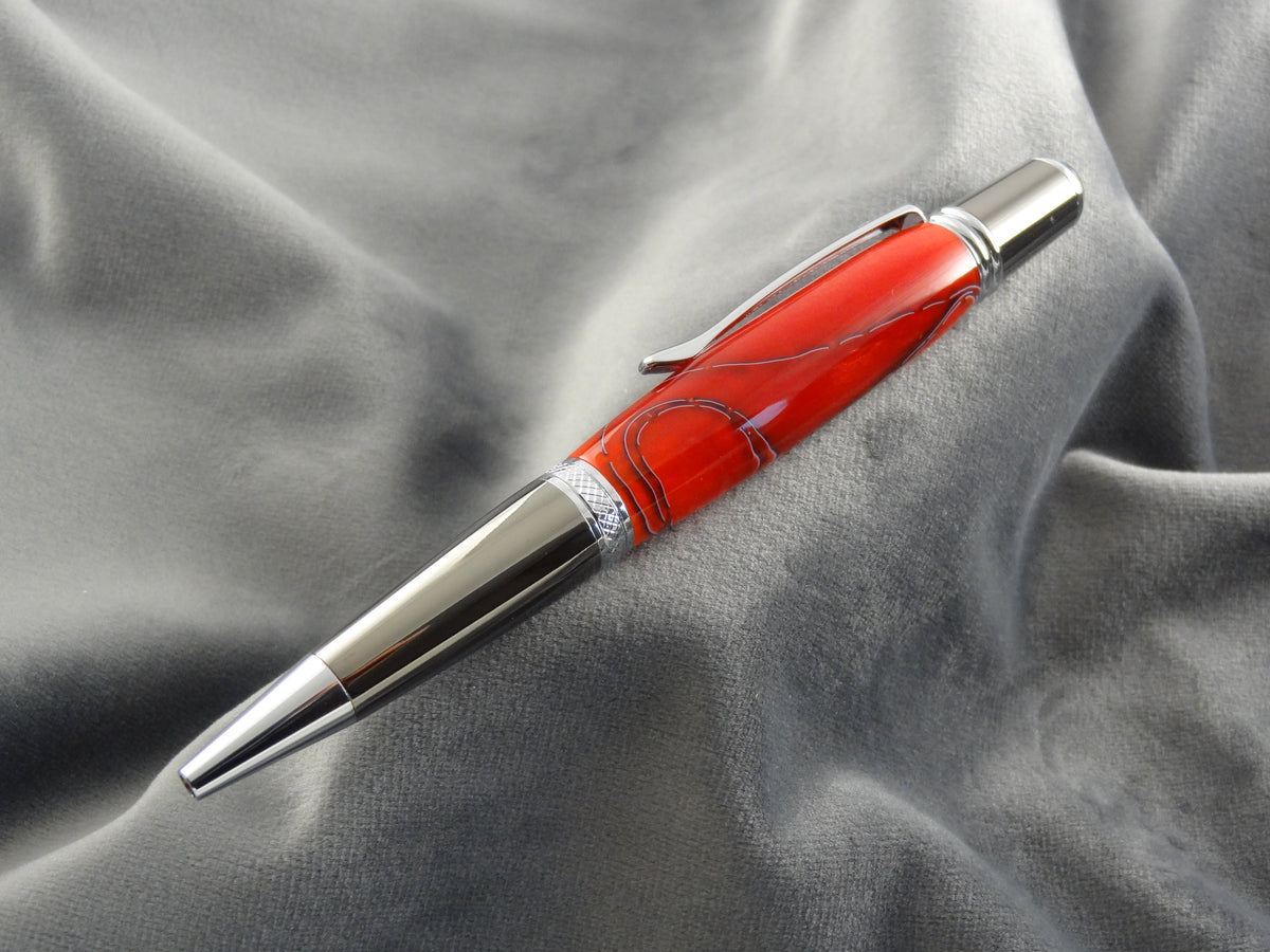 Scarlet Mesh Acrylic Ink Pen