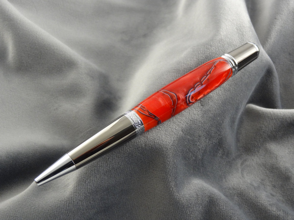 Scarlet Mesh Acrylic Ink Pen