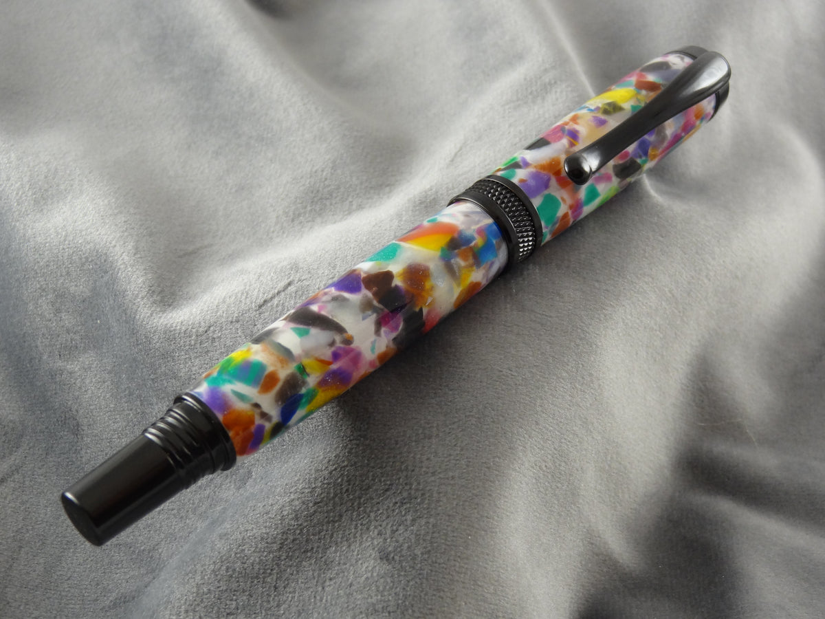 White Confetti Rollerball Ink Pen