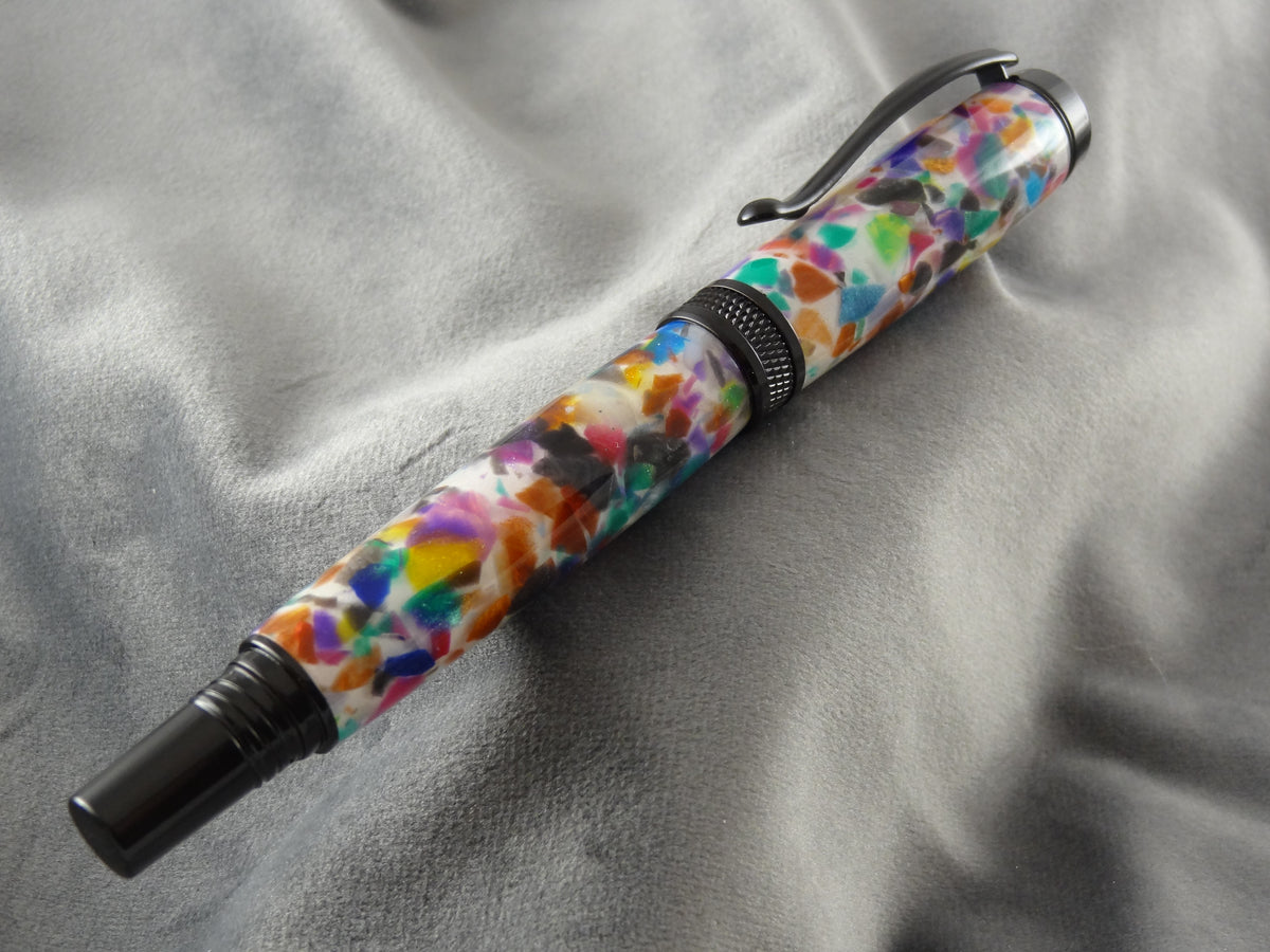White Confetti Rollerball Ink Pen