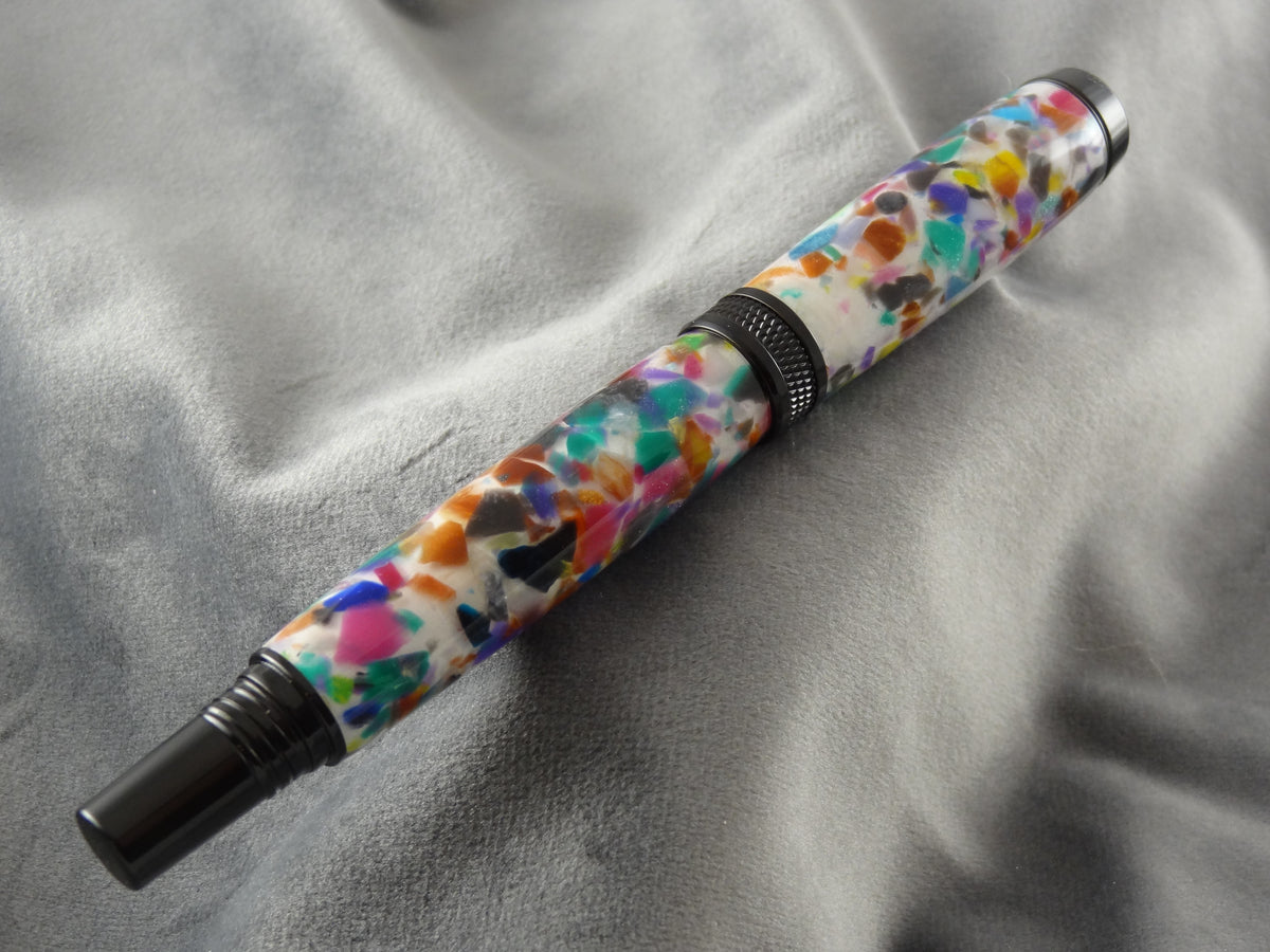 White Confetti Rollerball Ink Pen