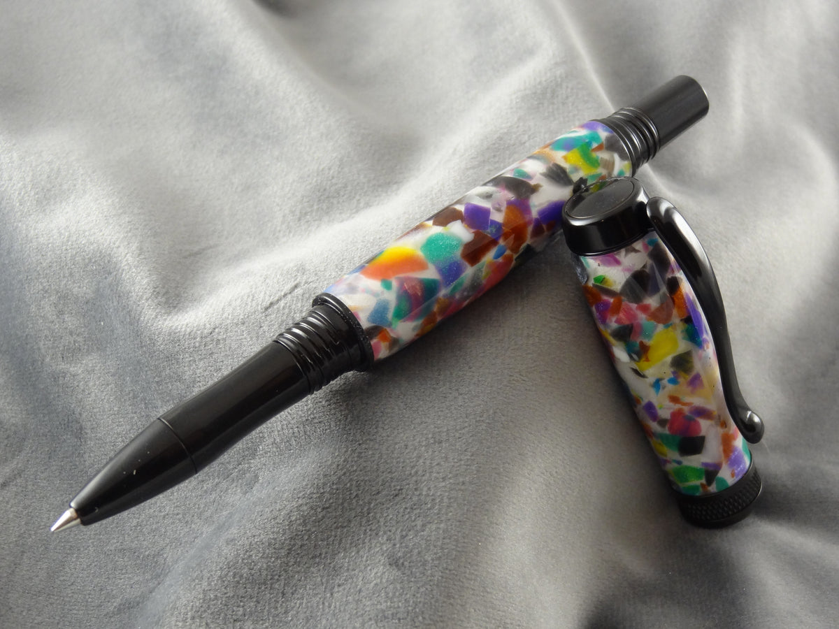 White Confetti Rollerball Ink Pen