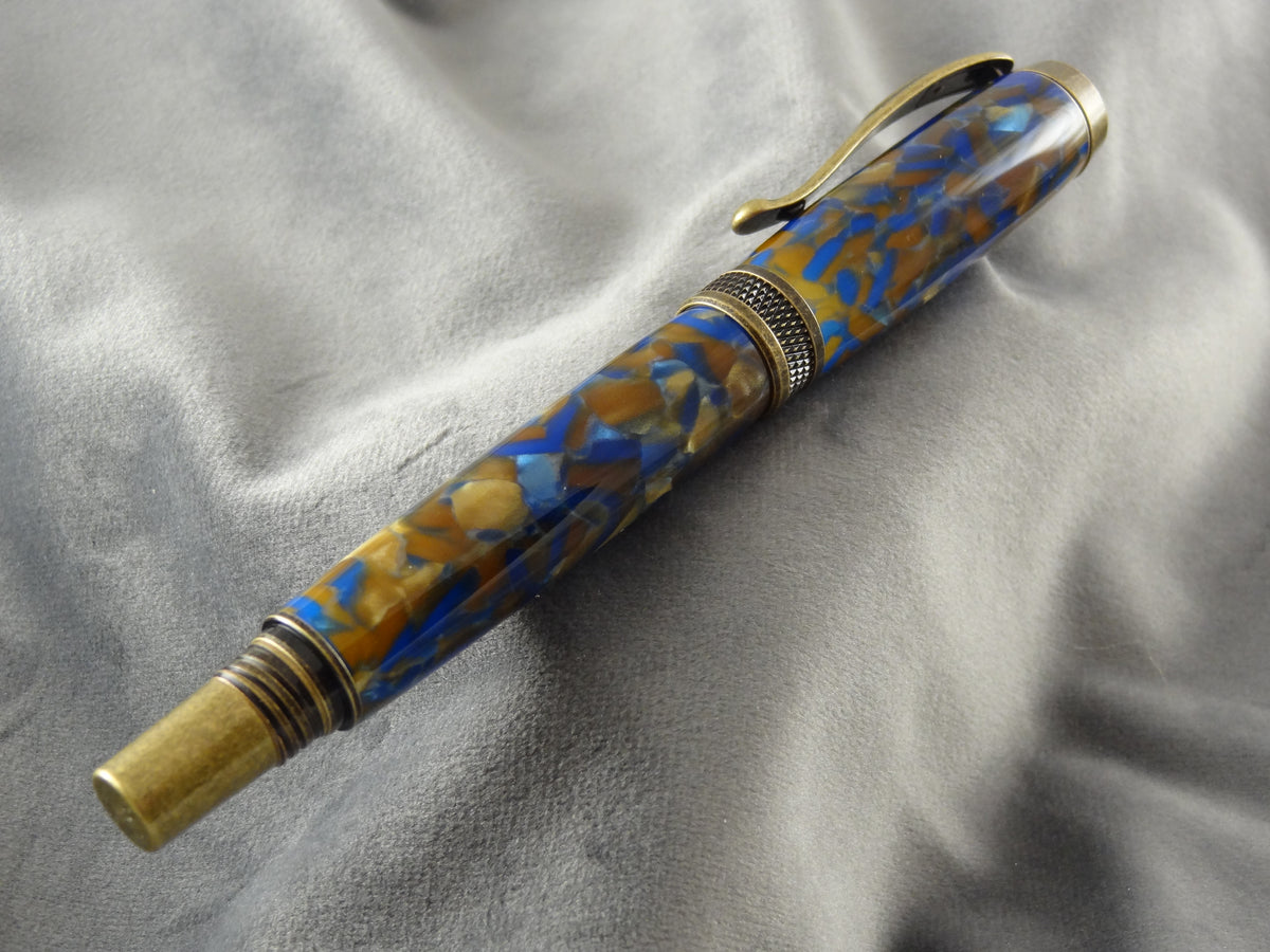 Blue & Gold Chips Rollerball Ink Pen