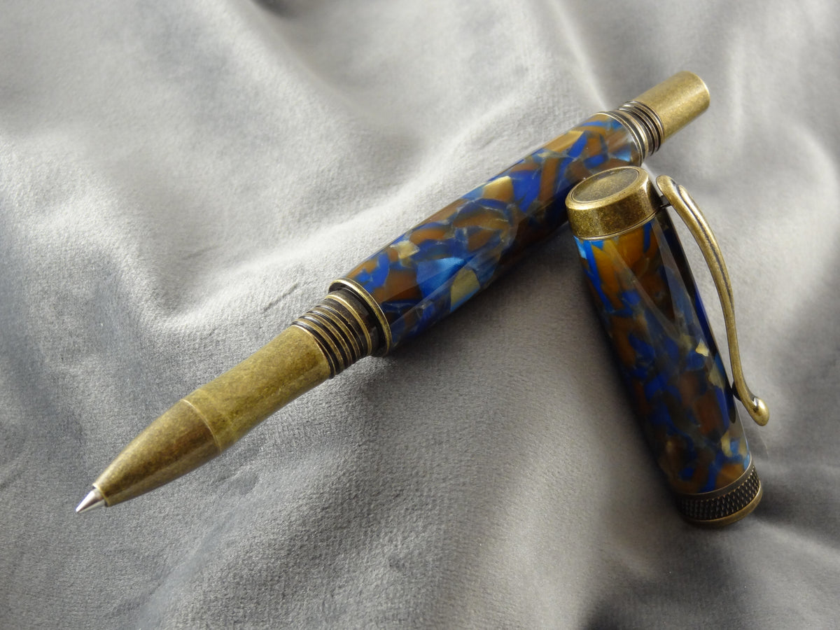 Blue & Gold Chips Rollerball Ink Pen
