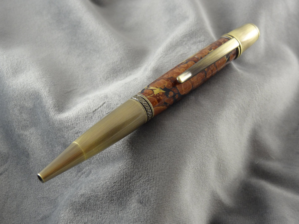 Marbled Paper Round Top Acrylic Ink Pen