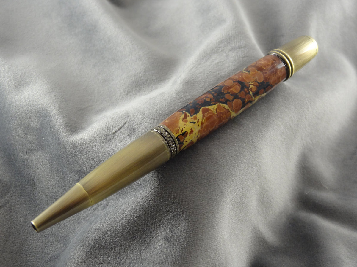 Marbled Paper Round Top Acrylic Ink Pen