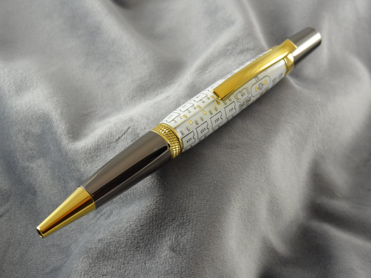 White Circuit Board Rollerball Ink Pen