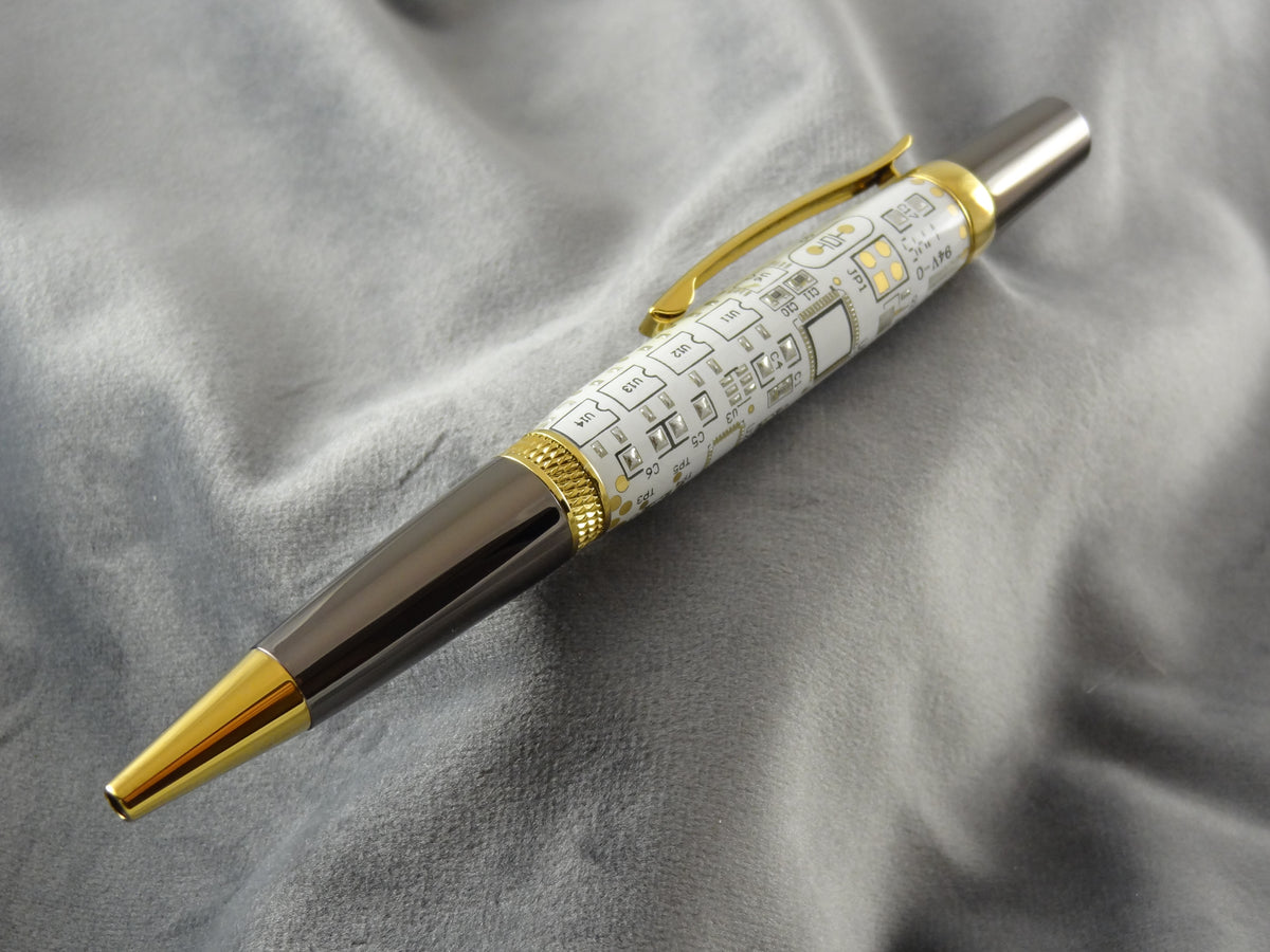 White Circuit Board Rollerball Ink Pen