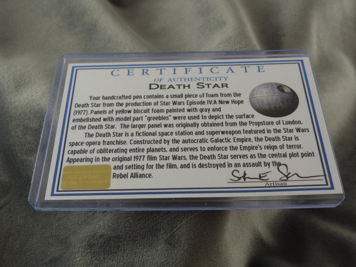 Star Wars Death Star Round Top Acrylic Ink Pen with COA